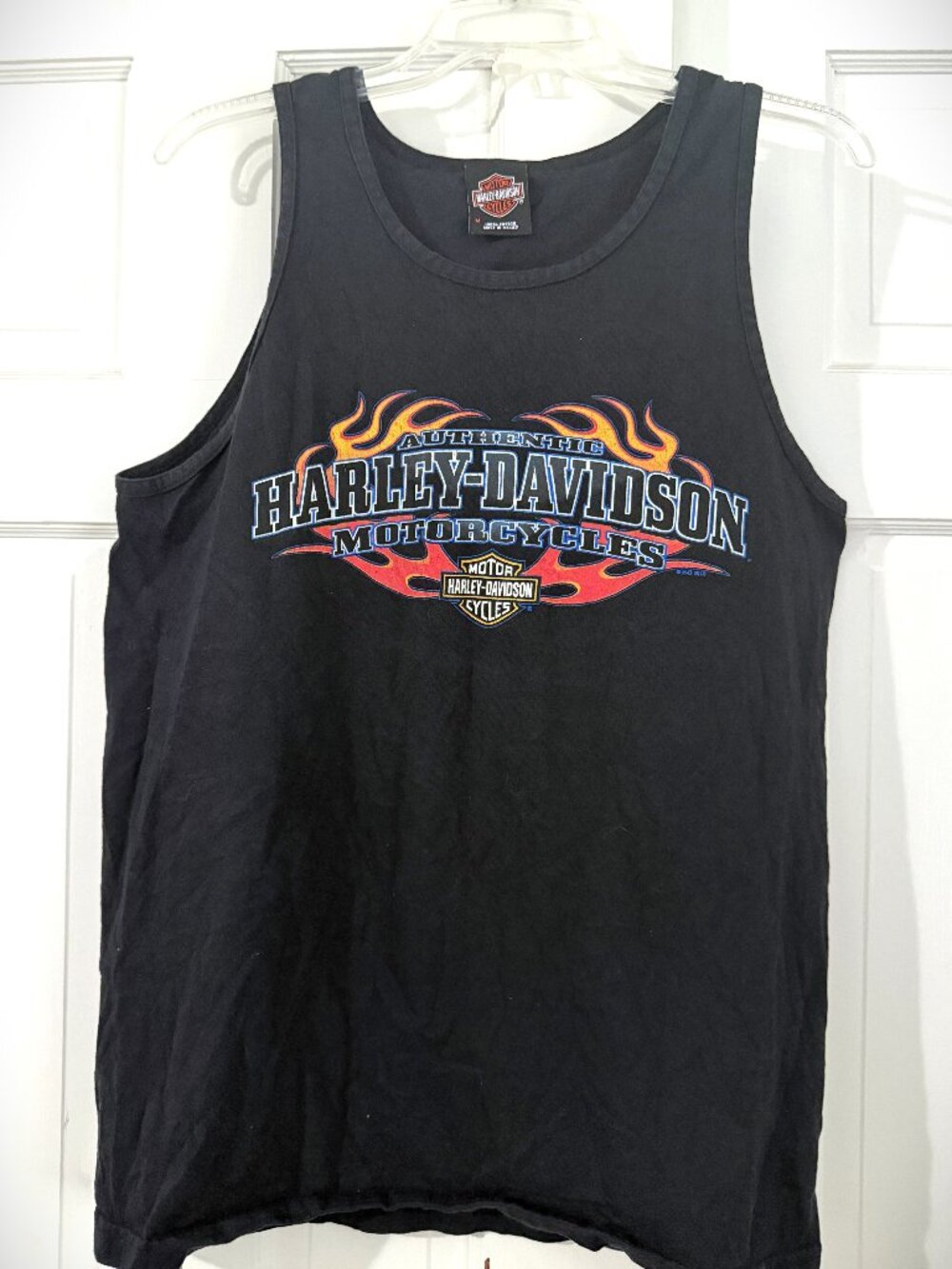 Harley Davidson Black Biker Tank Top Wisconsin Double sided Men's Size Medium